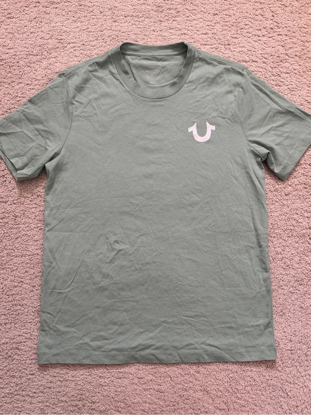 True Religion Men's Green Cotton Buddha Logo Graphic Tee Small Streetwear Urban